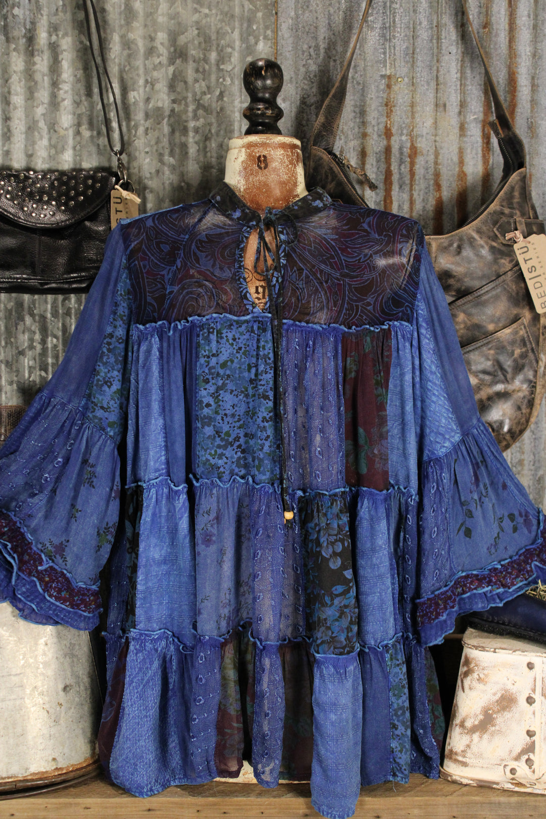 Weekend Hippie Indigo Patchwork Tunic