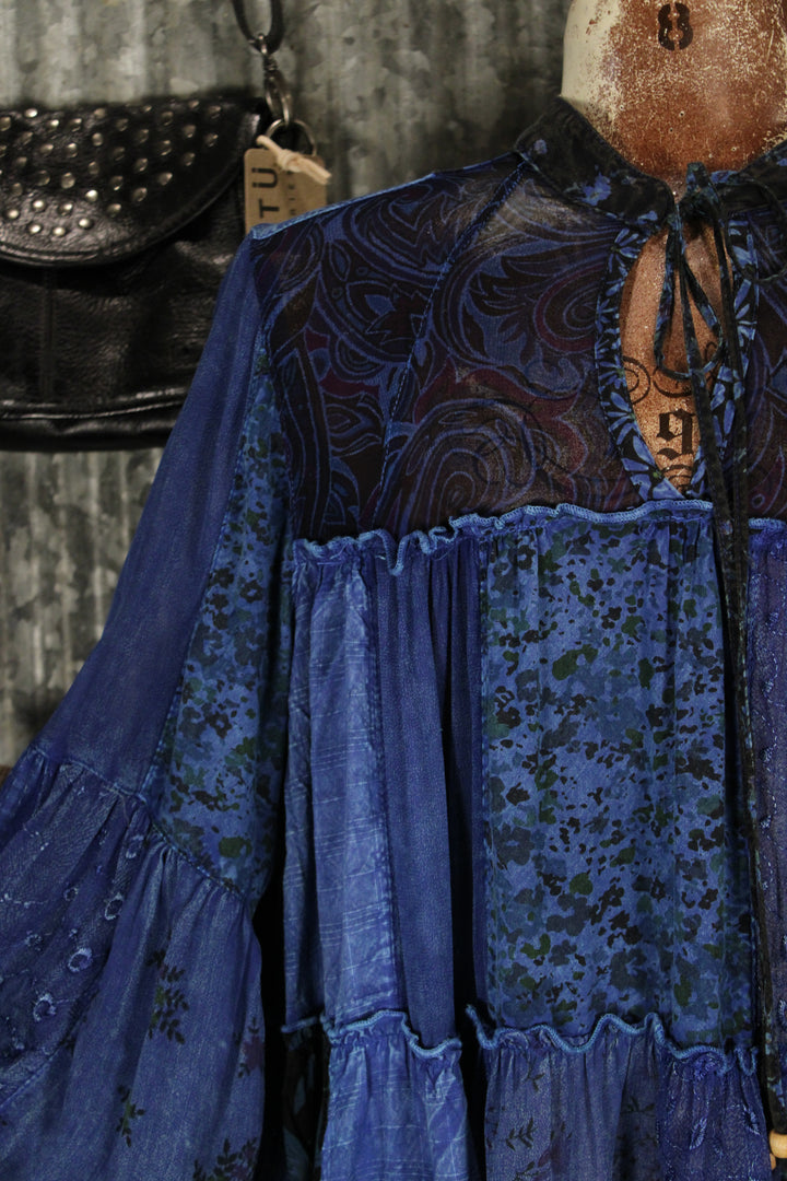 Weekend Hippie Indigo Patchwork Tunic