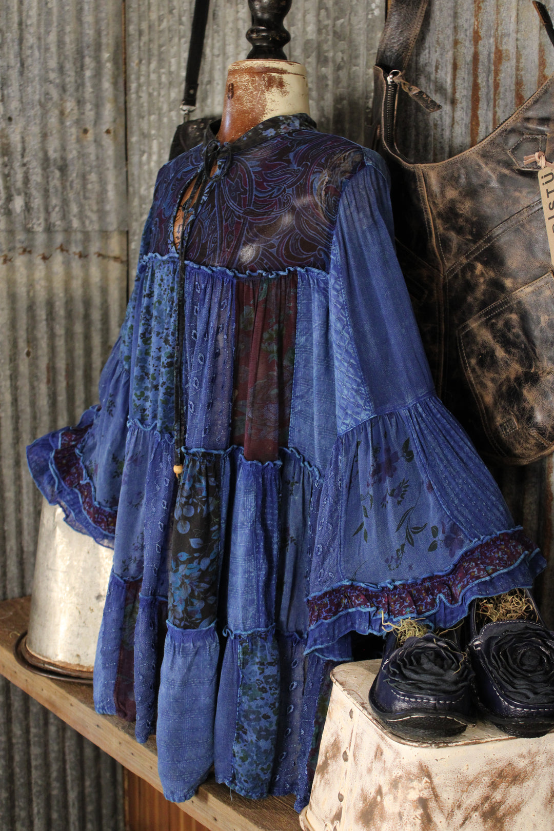 Weekend Hippie Indigo Patchwork Tunic