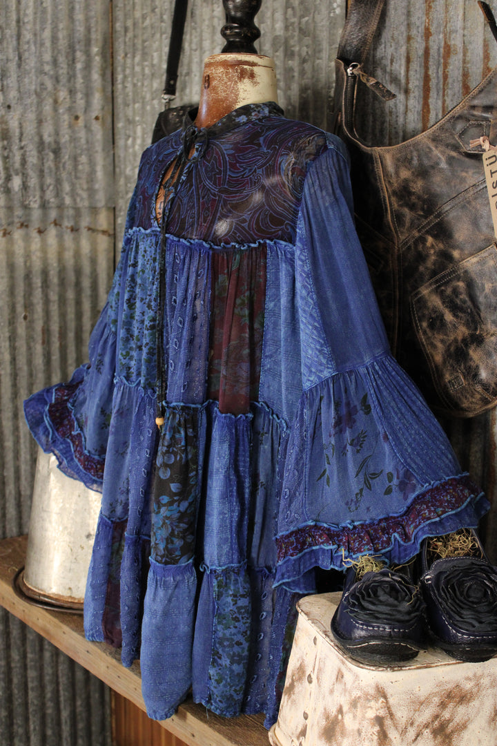 Weekend Hippie Indigo Patchwork Tunic