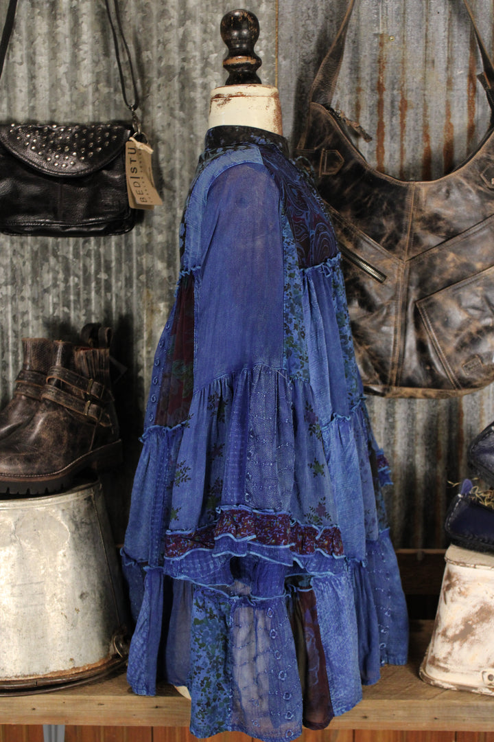 Weekend Hippie Indigo Patchwork Tunic