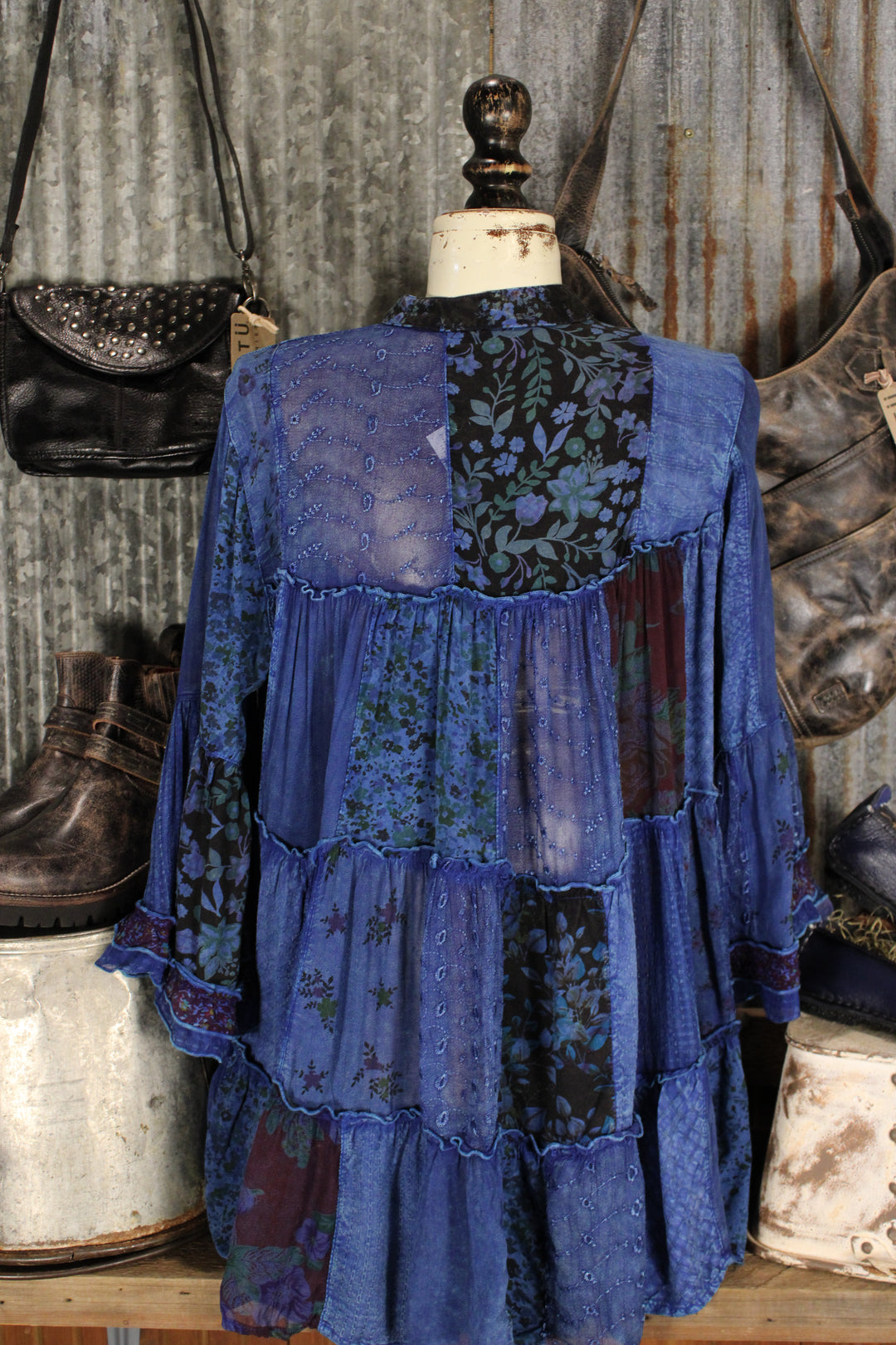 Weekend Hippie Indigo Patchwork Tunic
