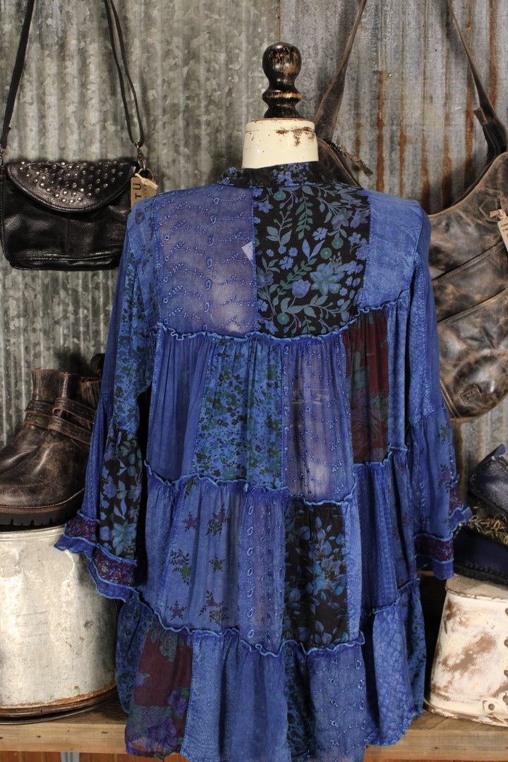 Weekend Hippie Indigo Patchwork Tunic