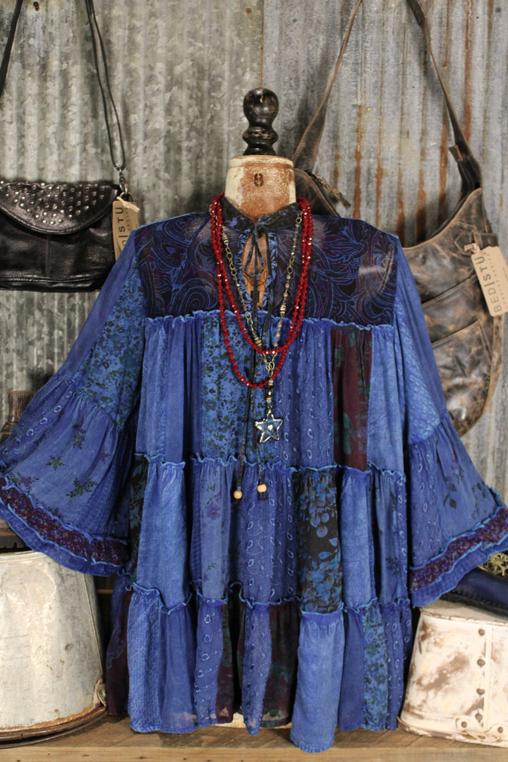 Weekend Hippie Indigo Patchwork Tunic