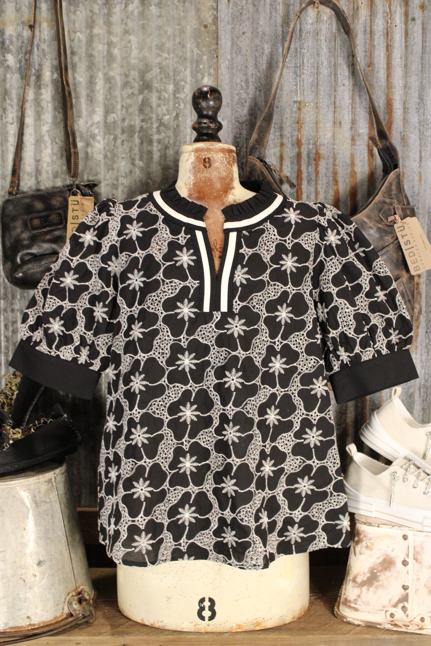 Midnight Meadow Embroidered Top