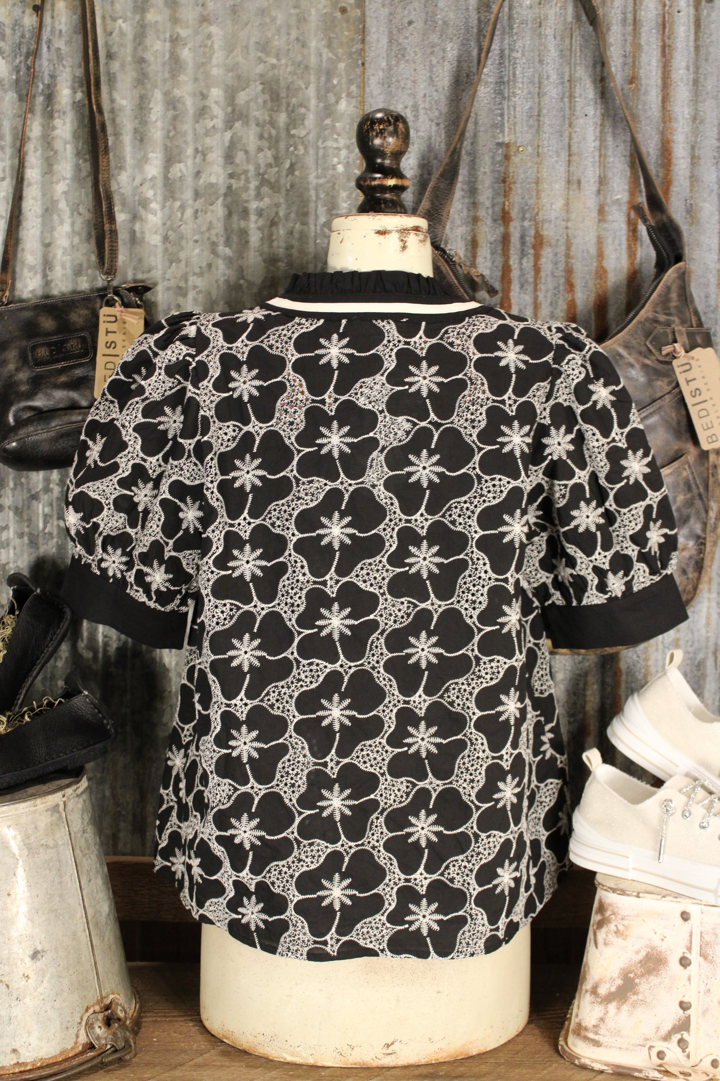 Midnight Meadow Embroidered Top