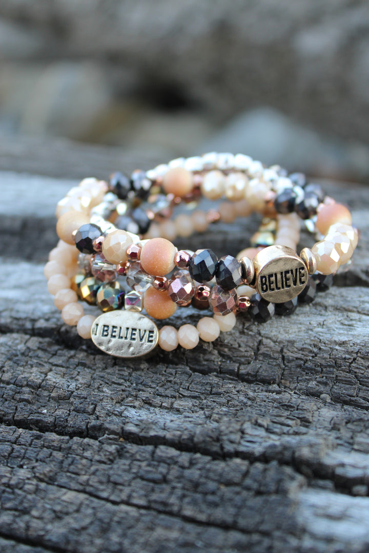 I Believe Crystal Bead Bracelet Set