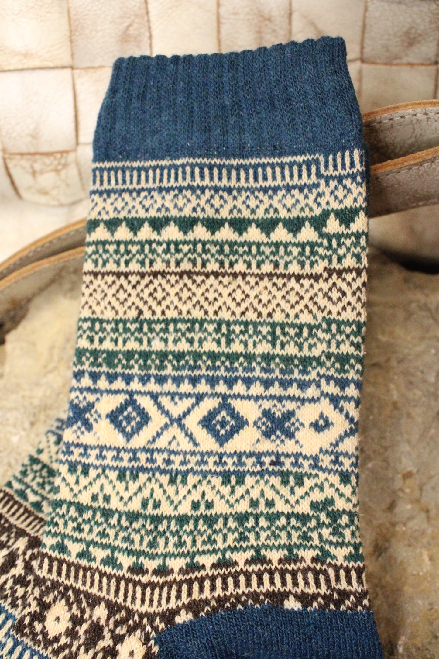 Nordic Knit Teal Socks