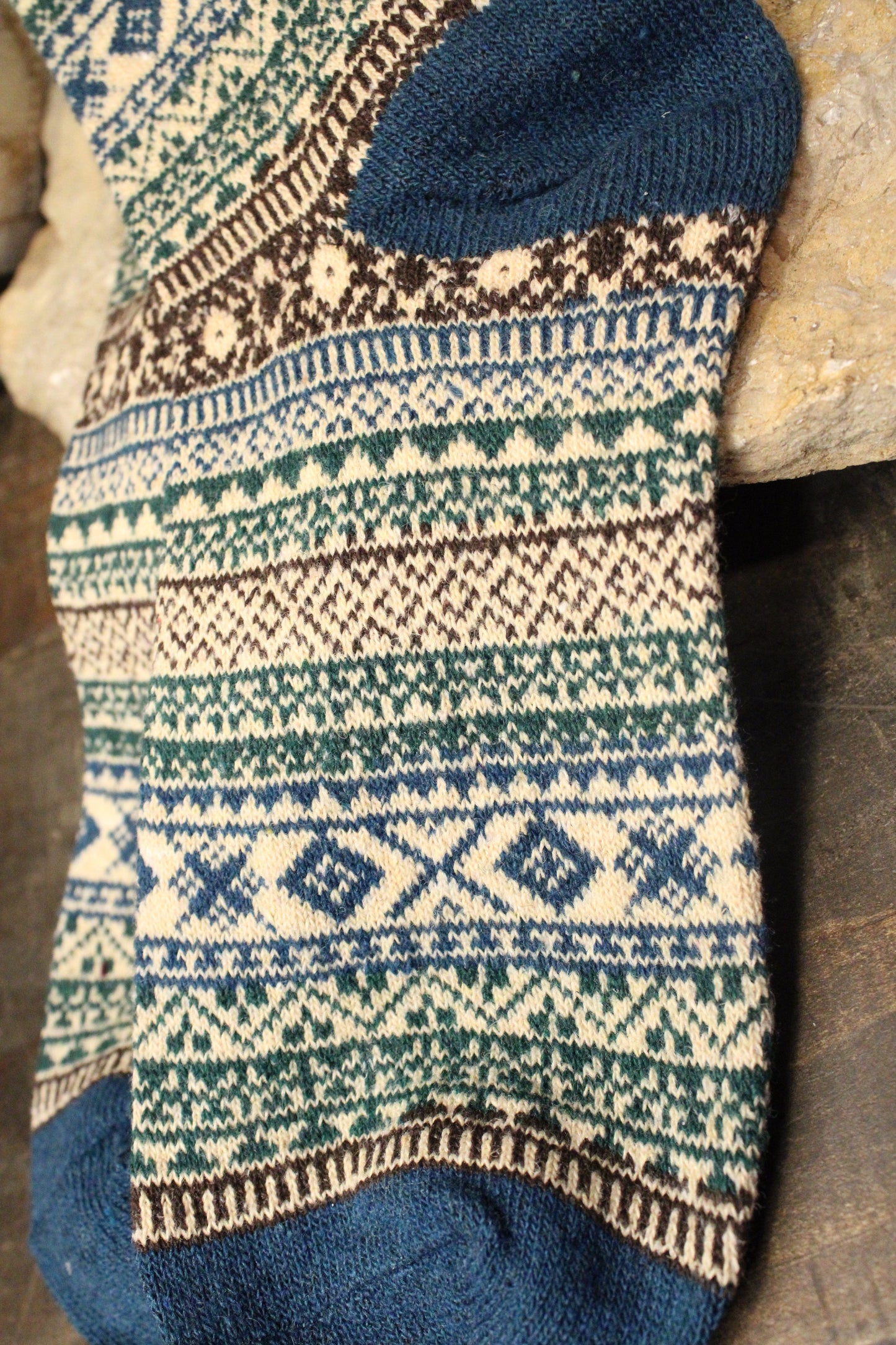 Nordic Knit Teal Socks