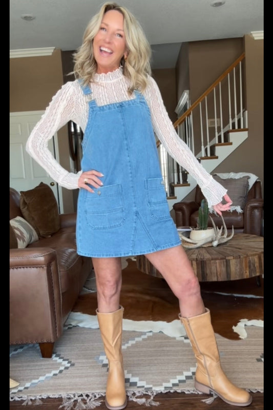 Laid Back Blues Overall Dress