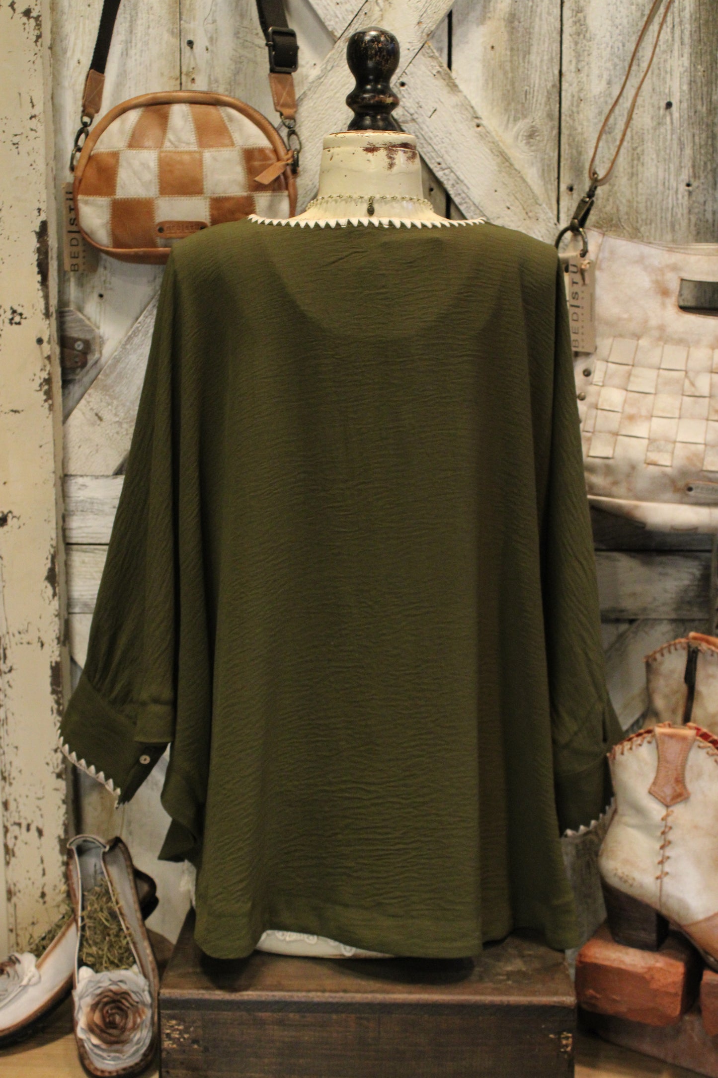 Unique In Olive Blouse