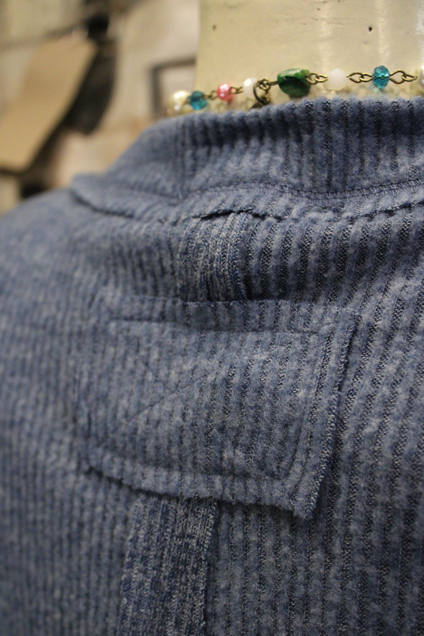 Ribbed Dusty Blue Relaxed Sweater