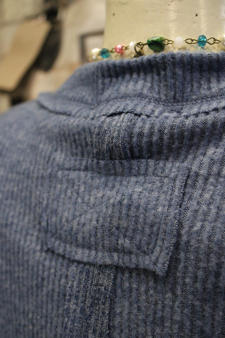 Ribbed Dusty Blue Relaxed Sweater