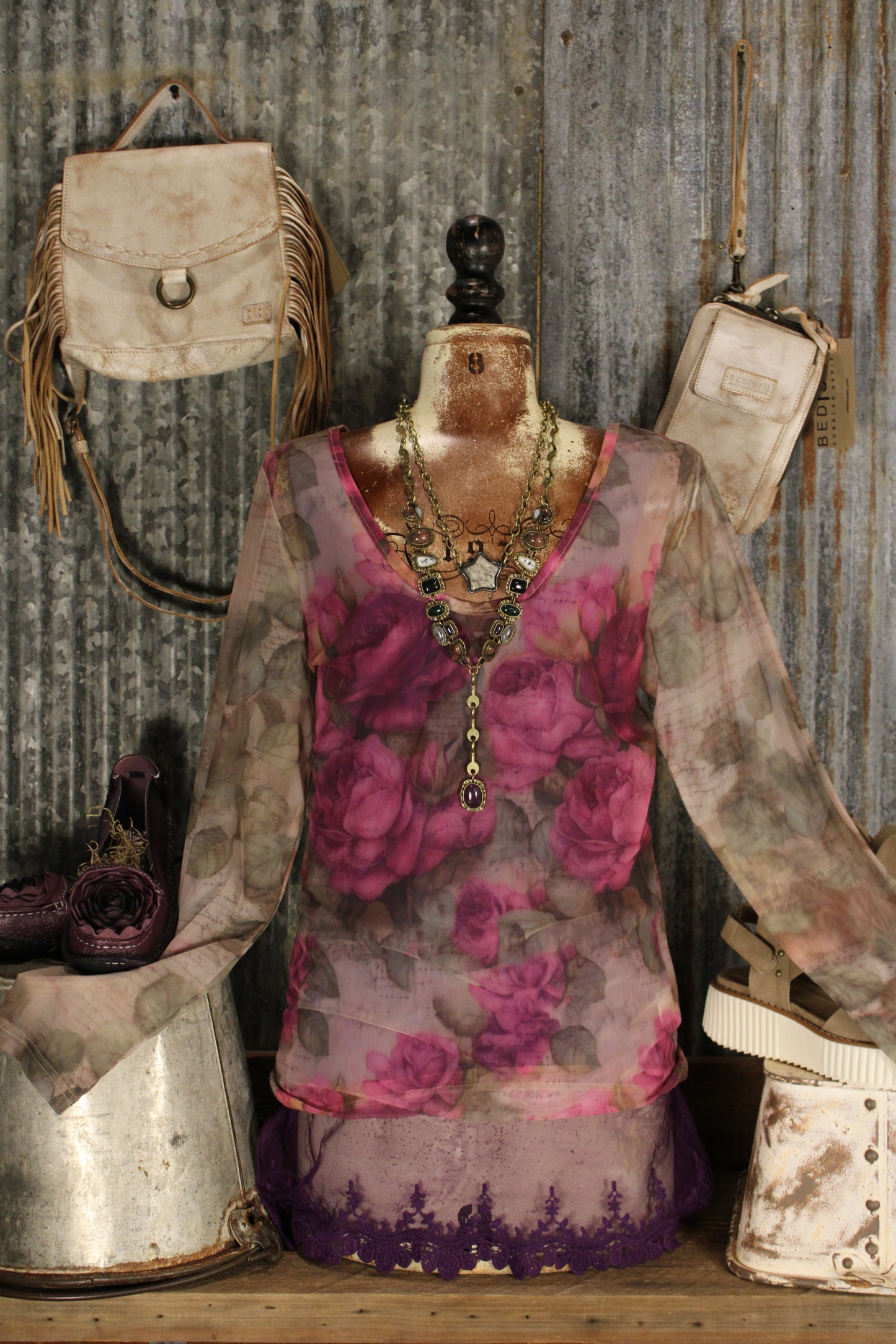 Floral Whisper Mesh Blouse