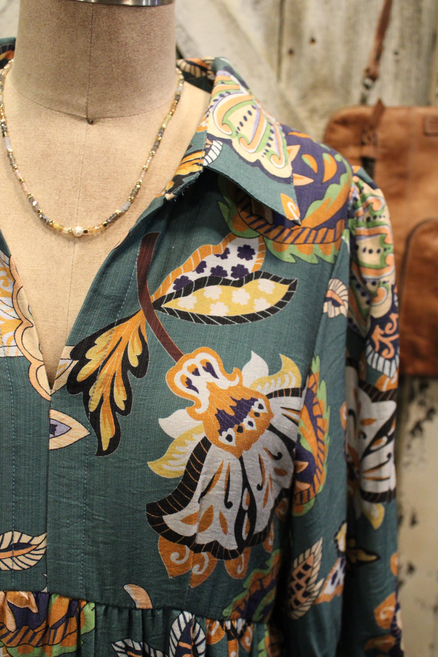 Botanical Bliss Teal Dress