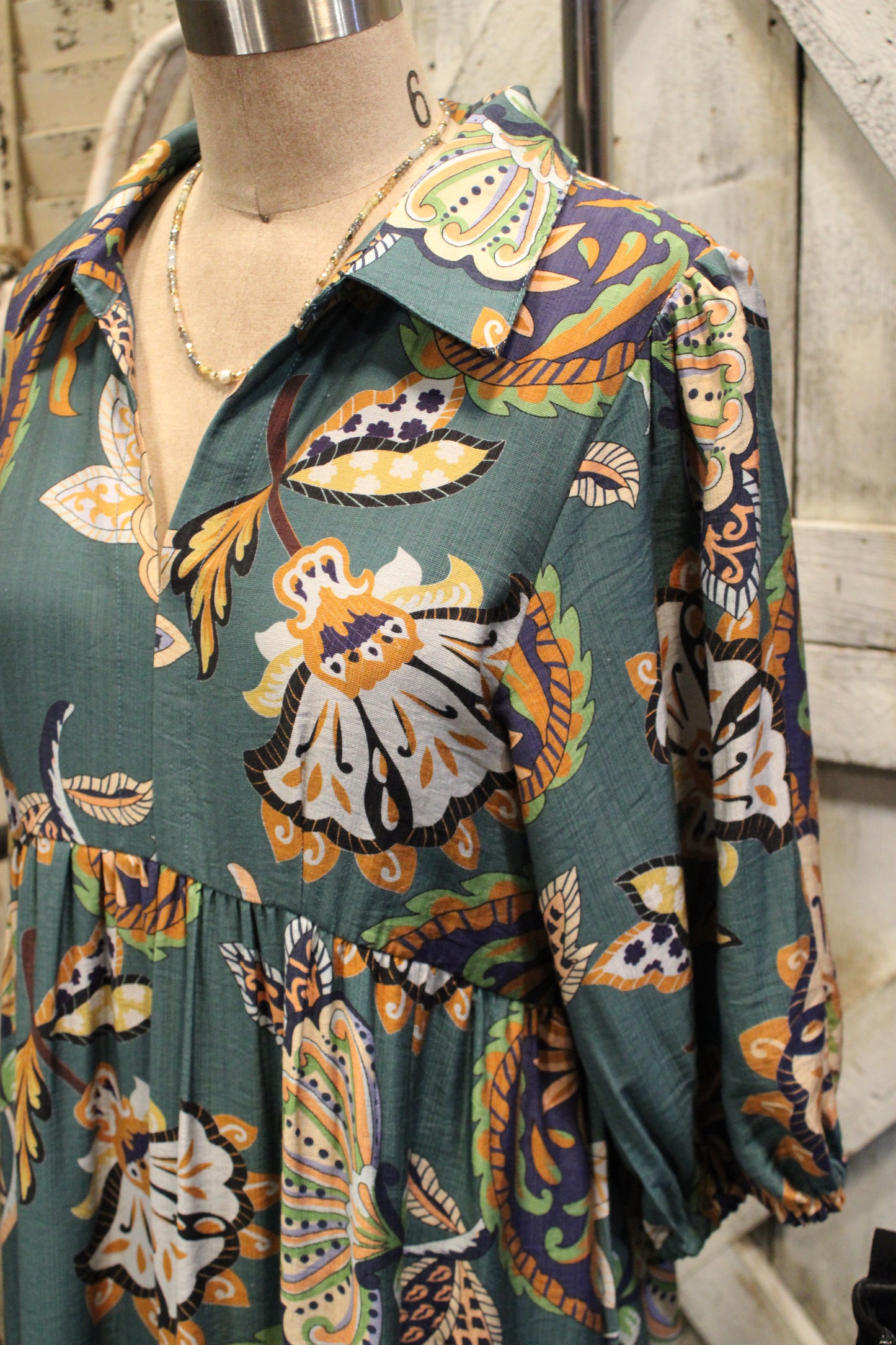Botanical Bliss Teal Dress