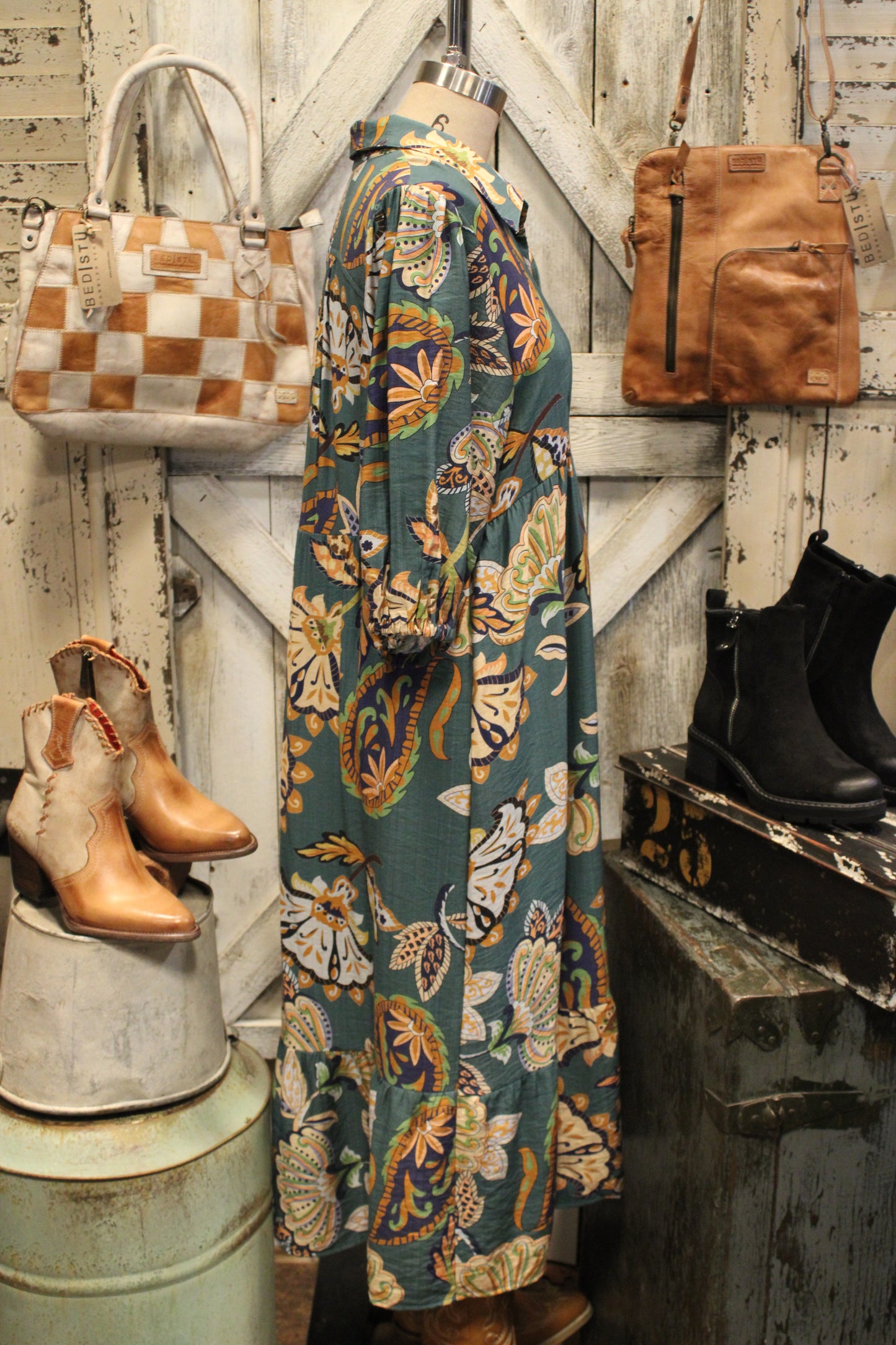 Botanical Bliss Teal Dress