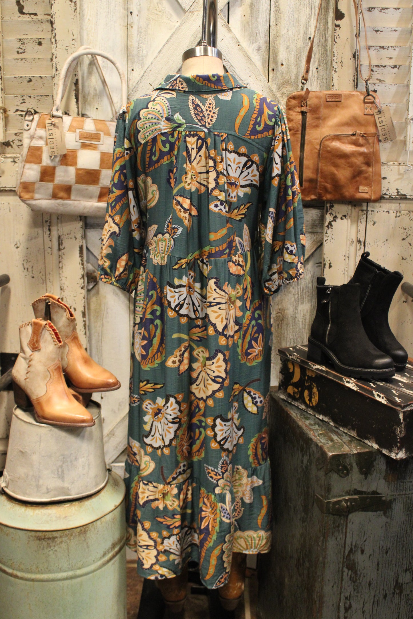 Botanical Bliss Teal Dress