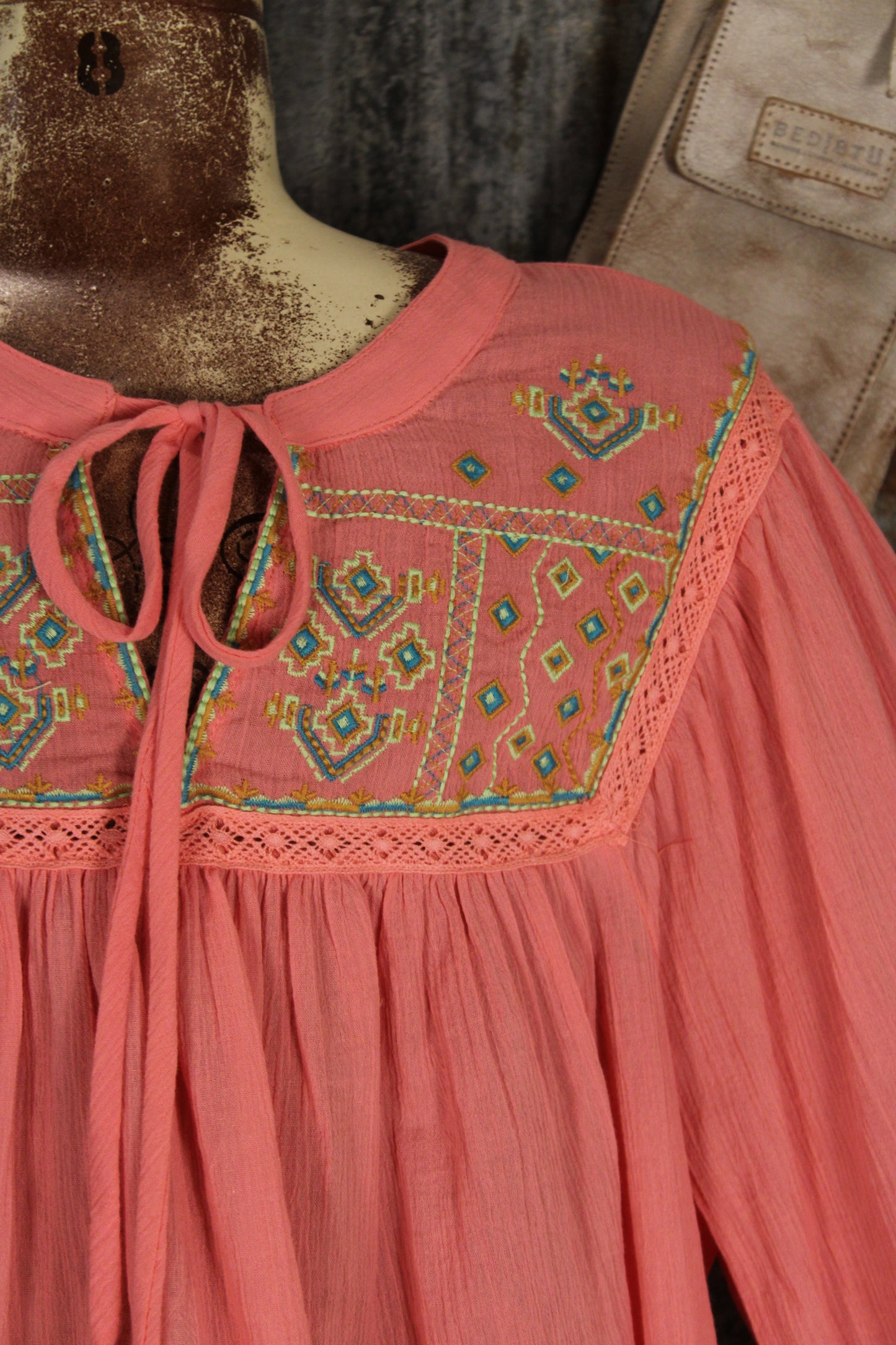 Aztec Coral Blouse