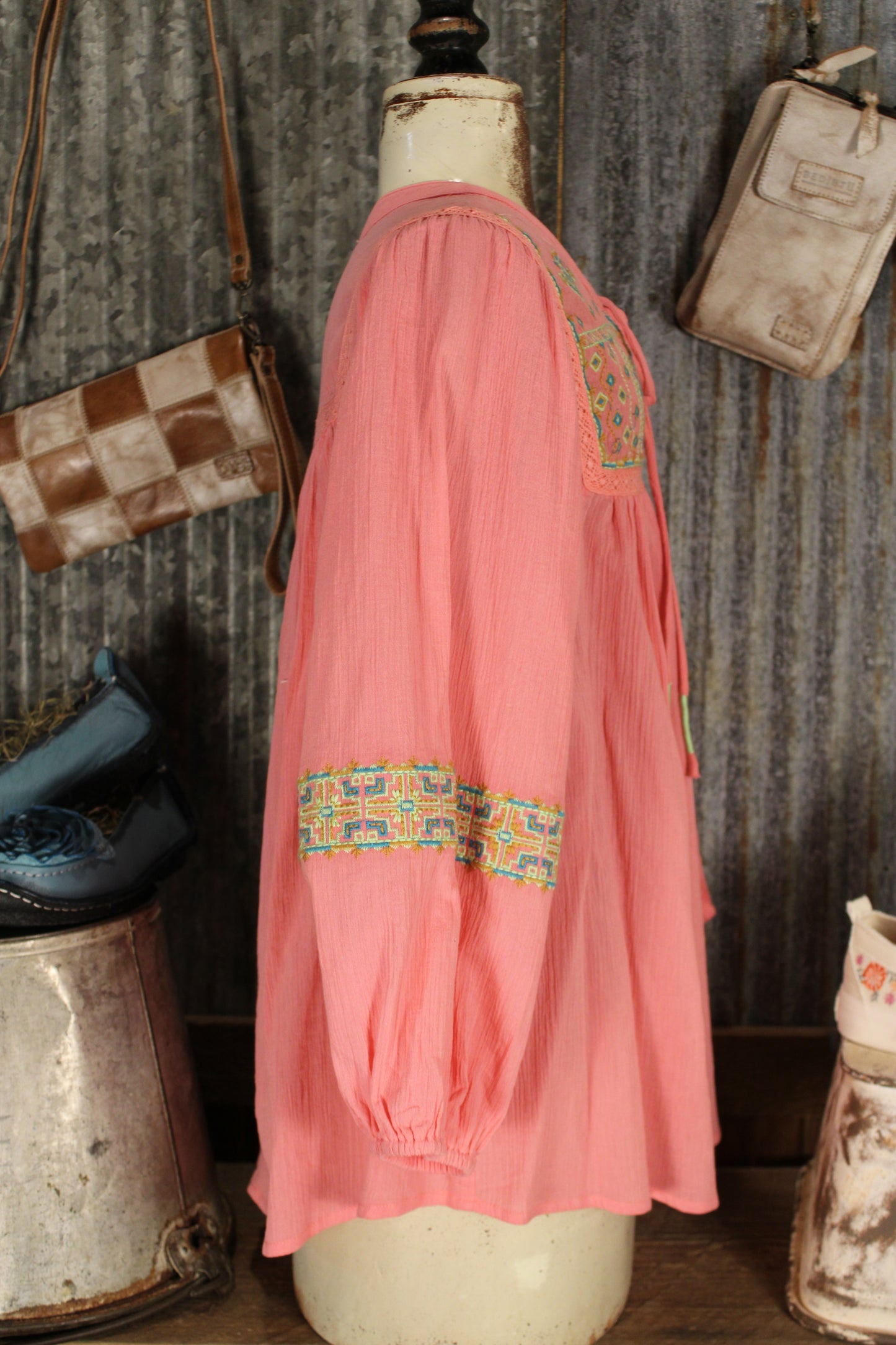 Aztec Coral Blouse