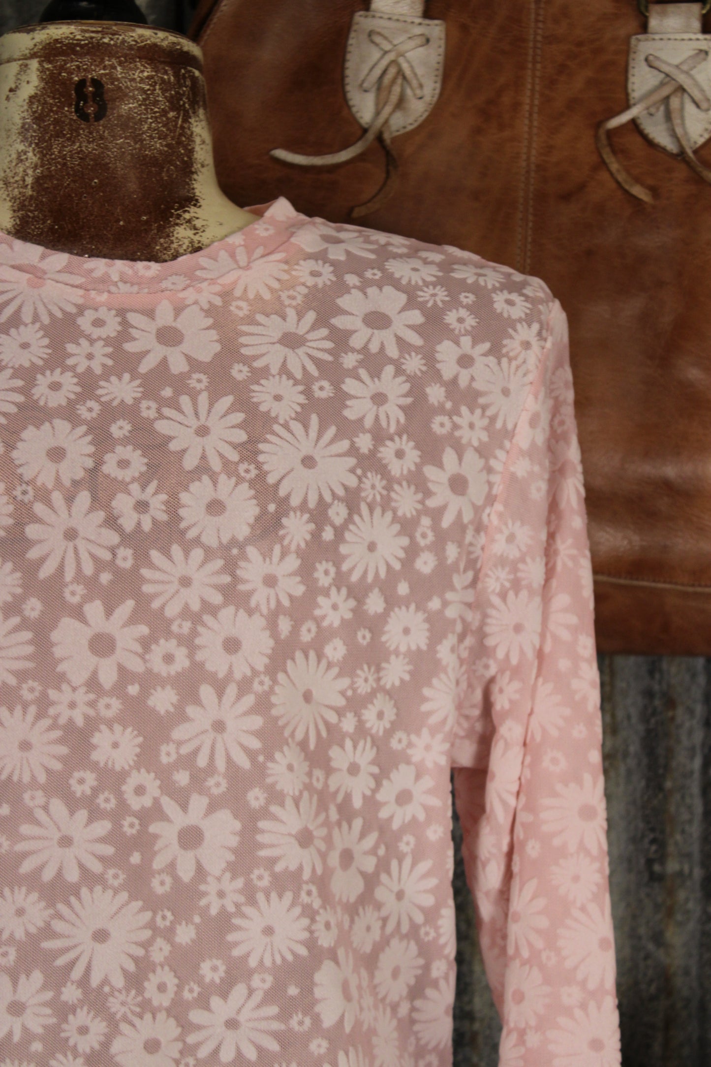 Petals And Velvet Pink Mesh Top