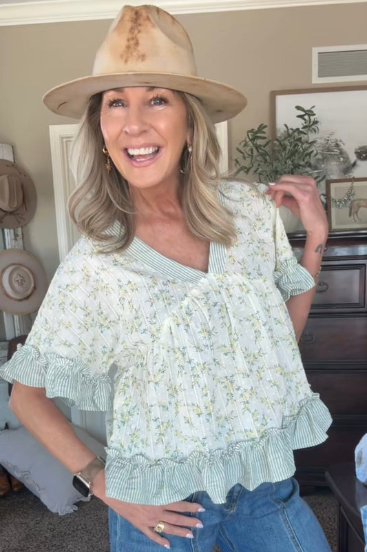 French Meadow Lemon Ruffle Blouse