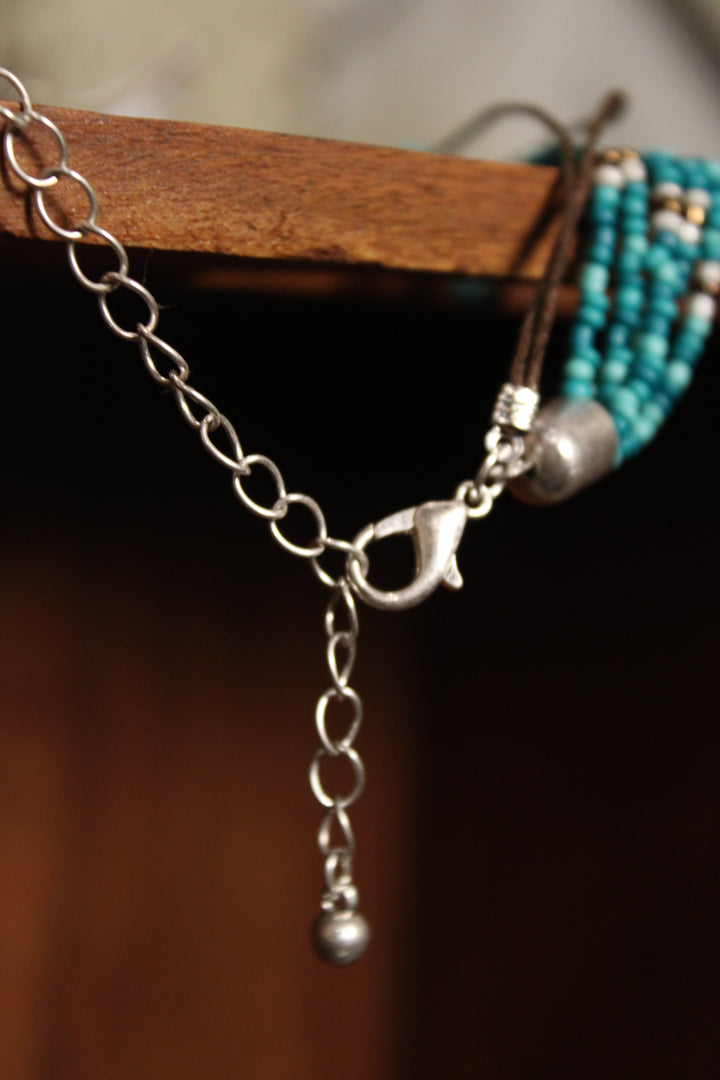 Teal Polished Prairie Longhorn Necklace