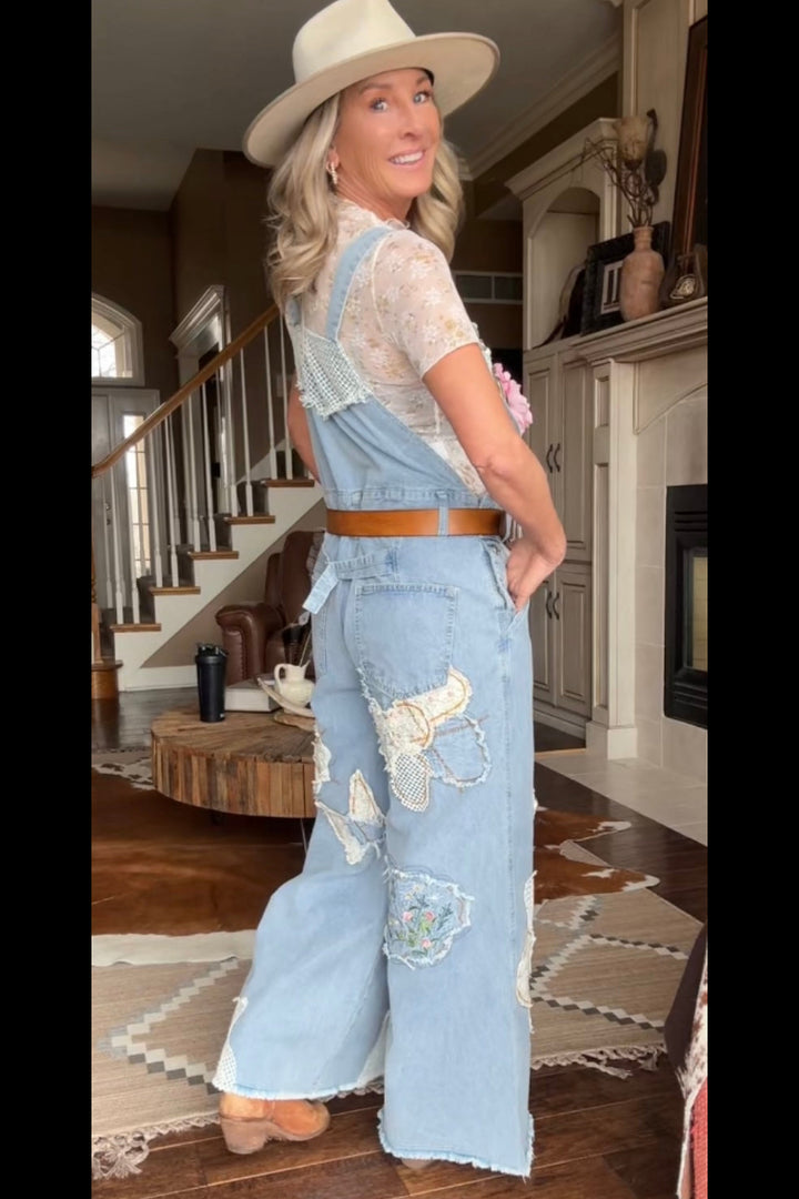 Meadow Stitch Denim Overalls