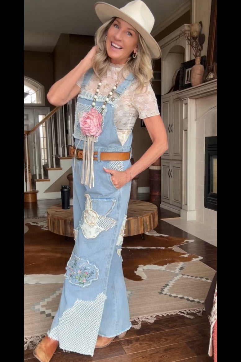 Meadow Stitch Denim Overalls