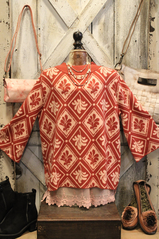 Rosewood Diamond Mock Neck Sweater