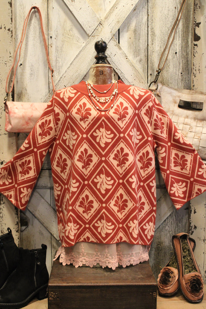 Rosewood Diamond Mock Neck Sweater