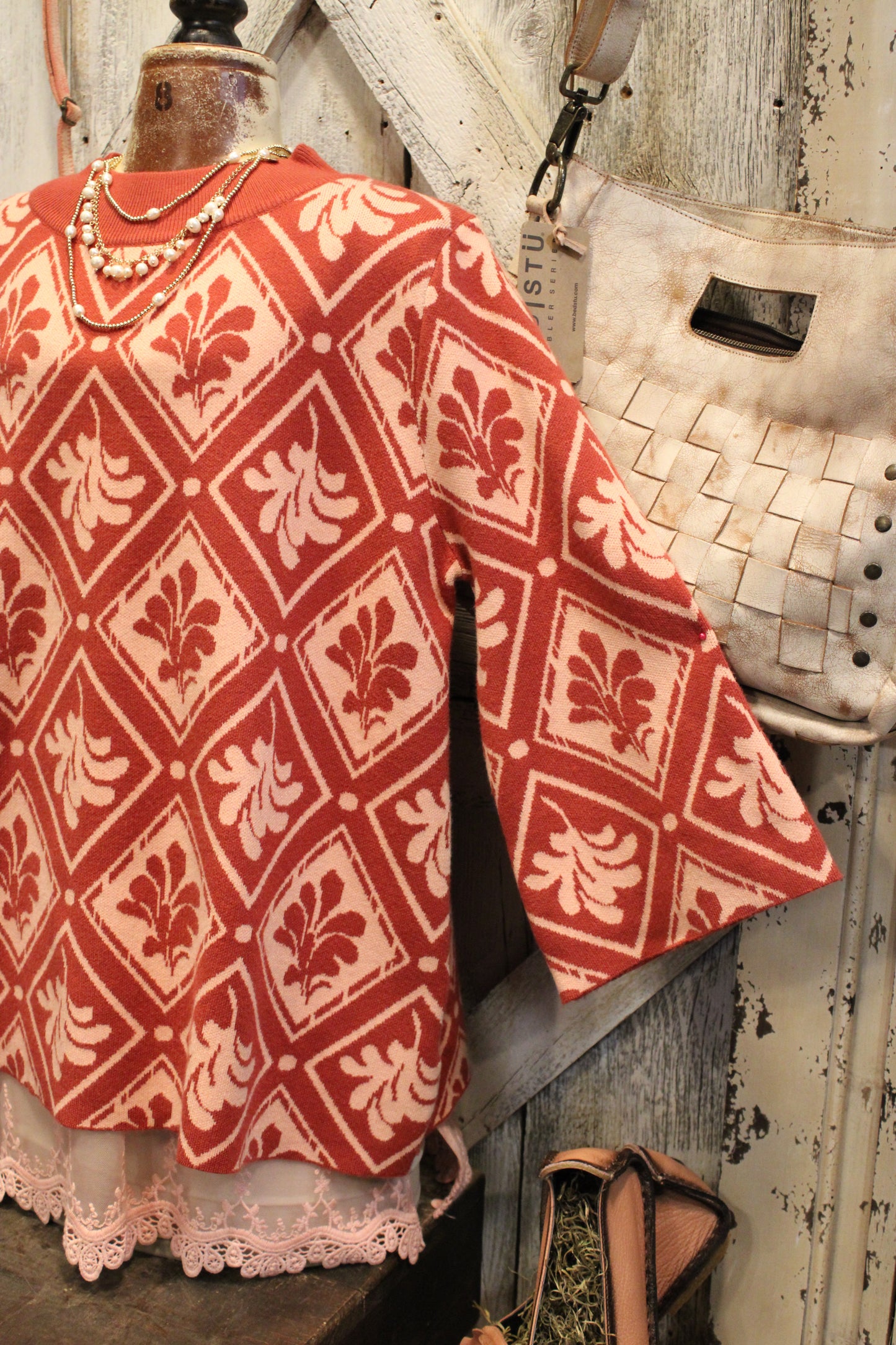 Rosewood Diamond Mock Neck Sweater