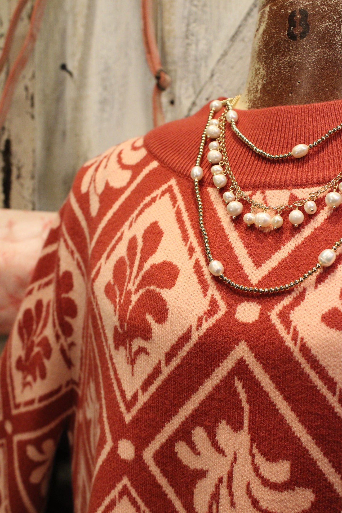 Rosewood Diamond Mock Neck Sweater