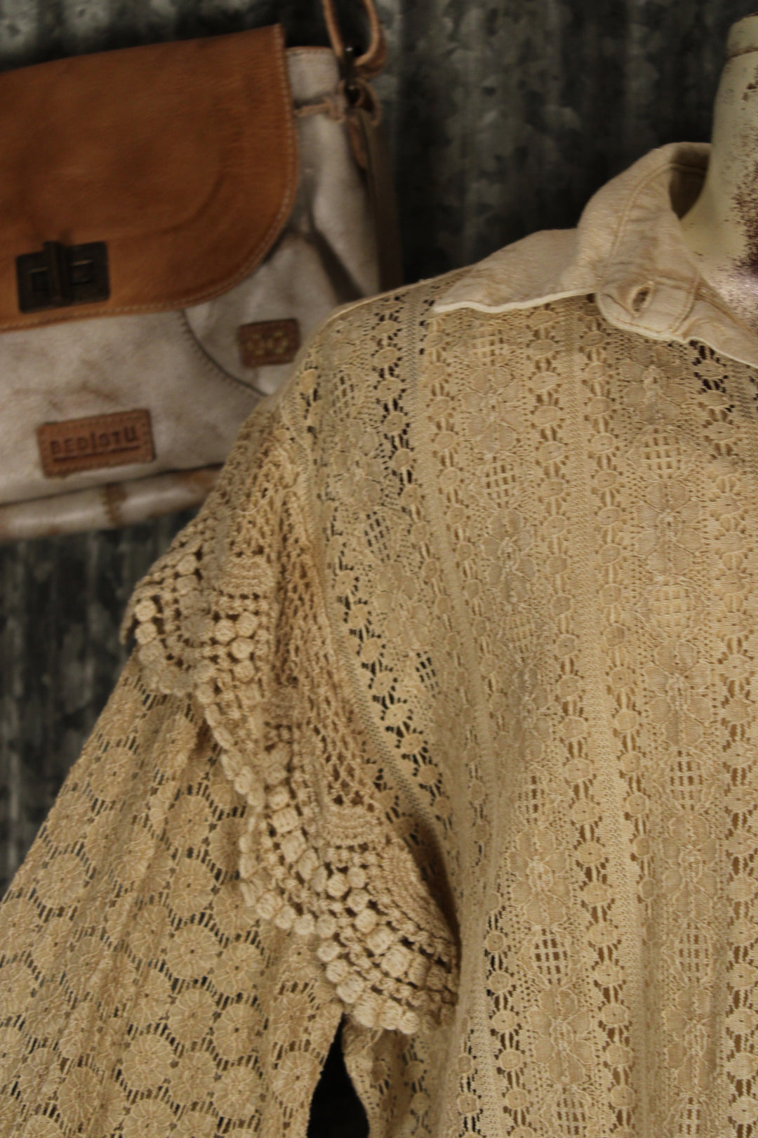 Heirloom Lace Latte Ruffle Blouse