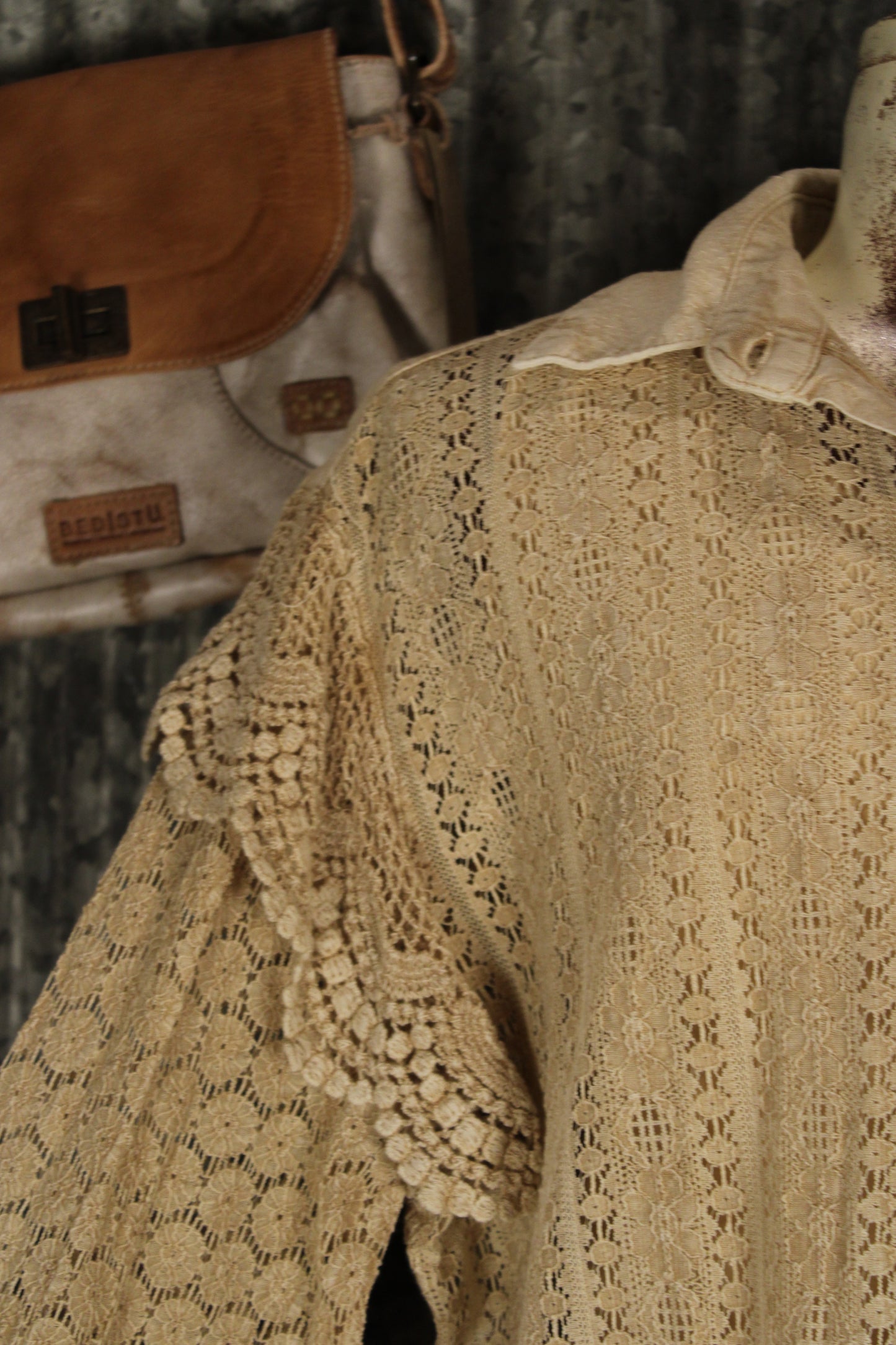 Heirloom Lace Latte Ruffle Blouse