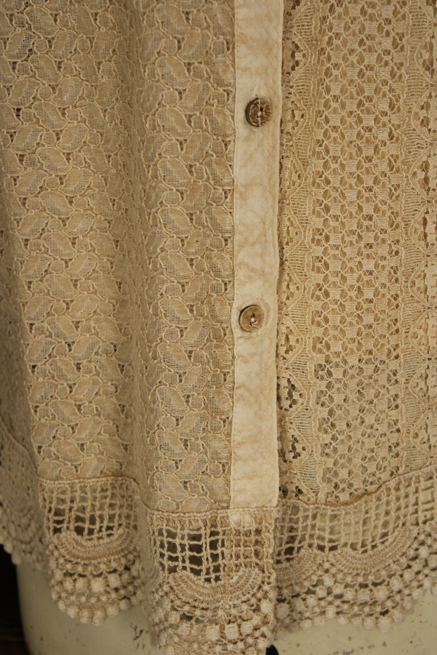 Heirloom Lace Latte Ruffle Blouse