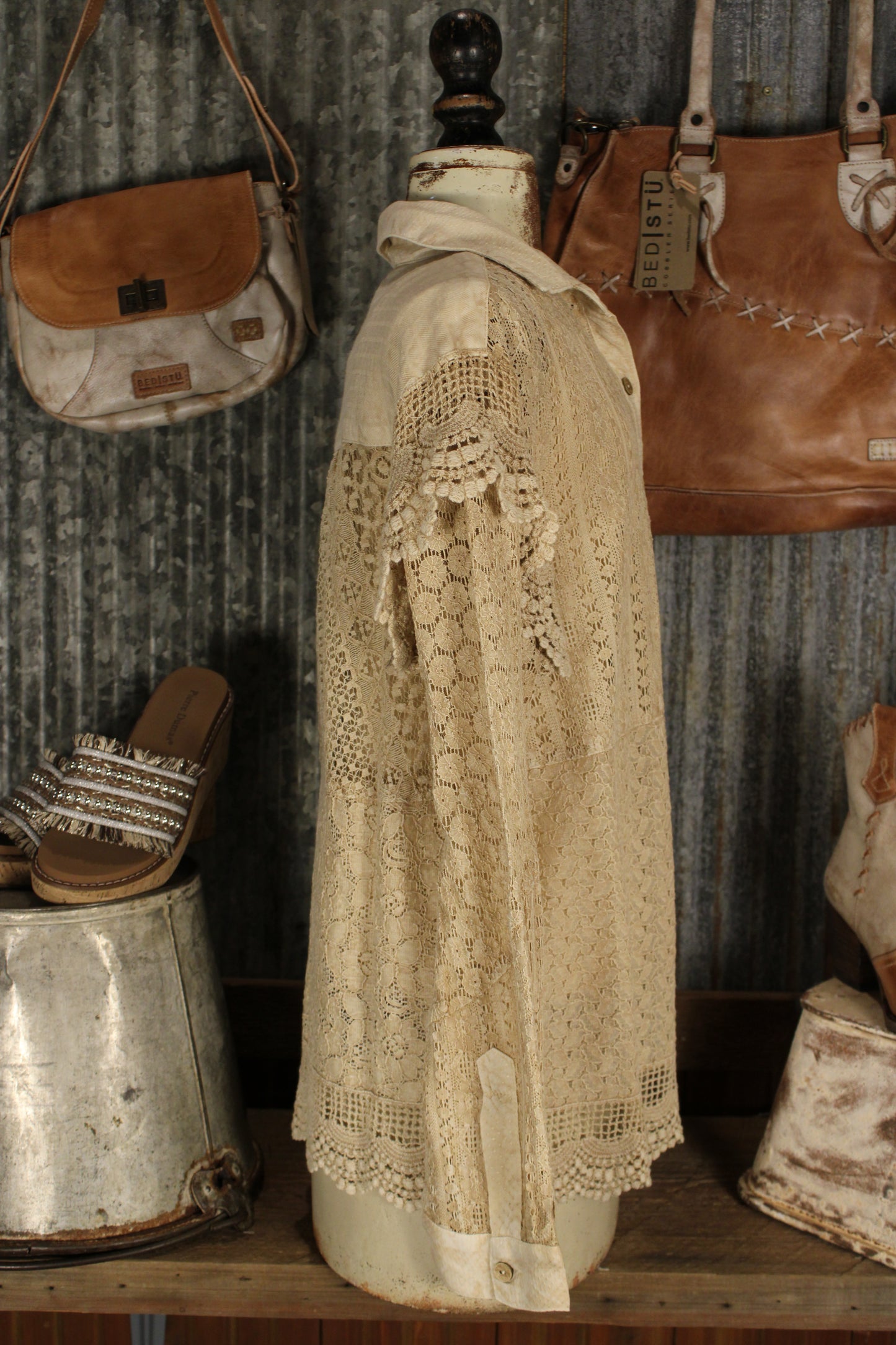 Heirloom Lace Latte Ruffle Blouse