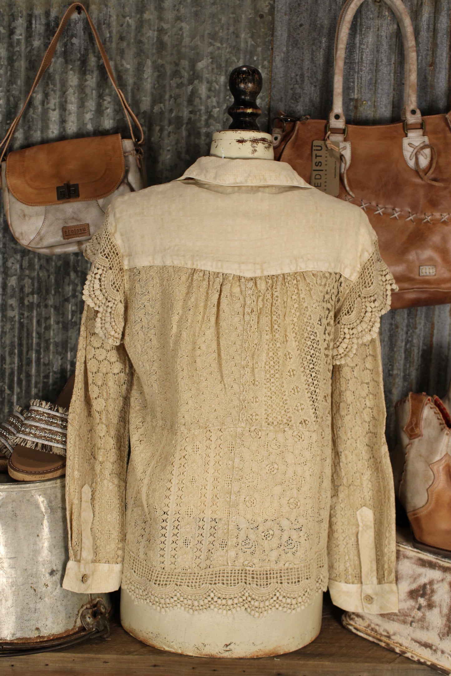 Heirloom Lace Latte Ruffle Blouse