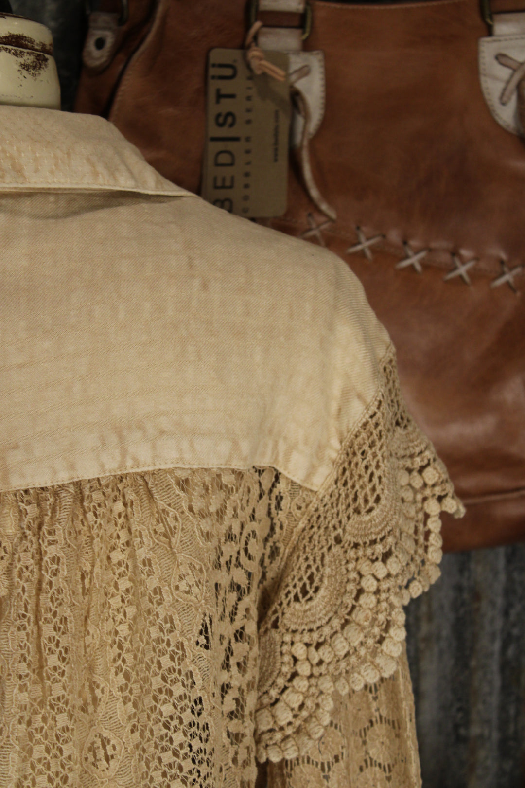 Heirloom Lace Latte Ruffle Blouse