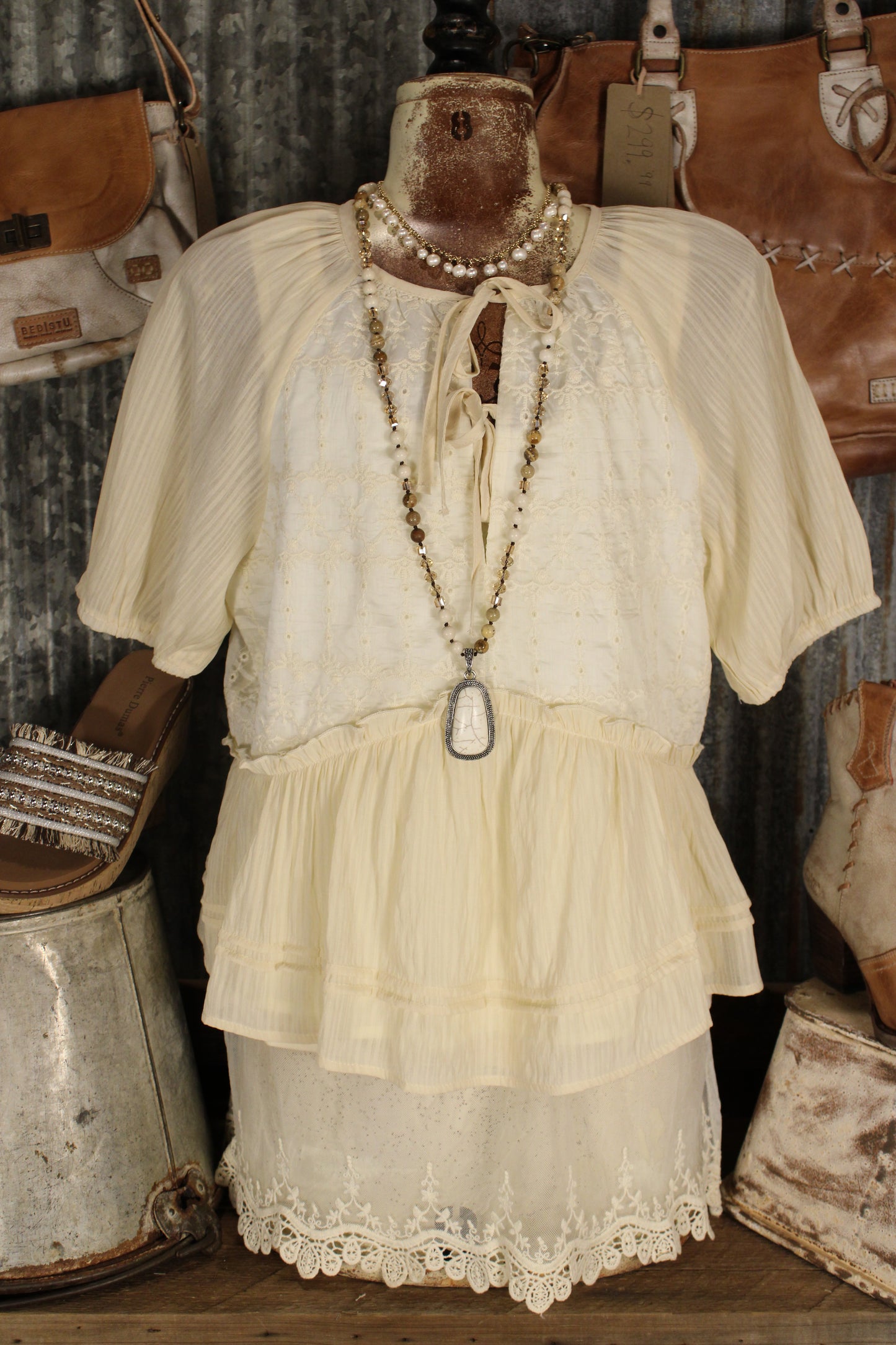 Chantilly Cream Eyelet Top