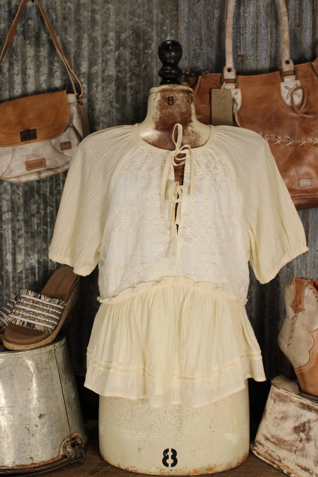 Chantilly Cream Eyelet Top