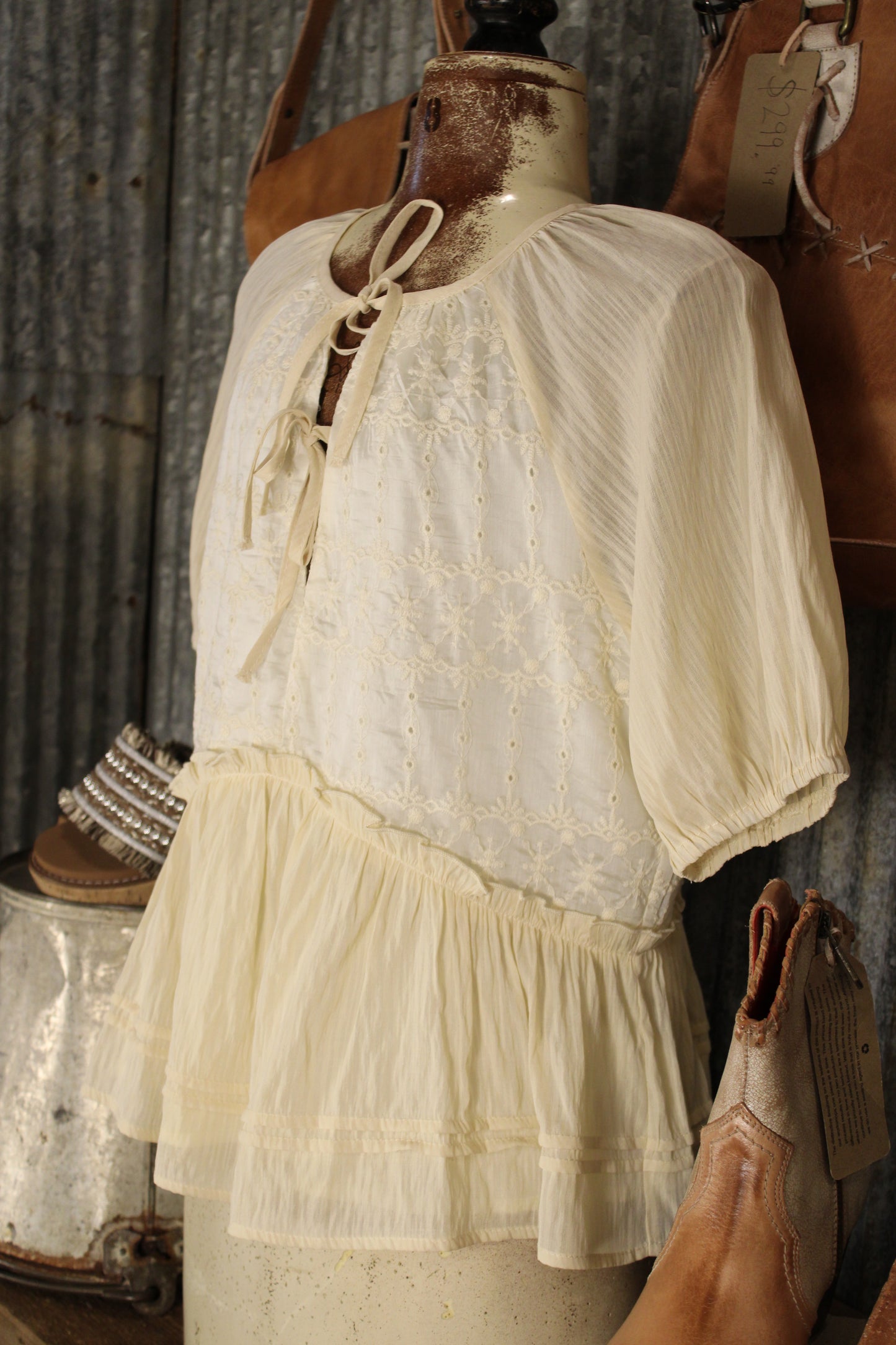Chantilly Cream Eyelet Top