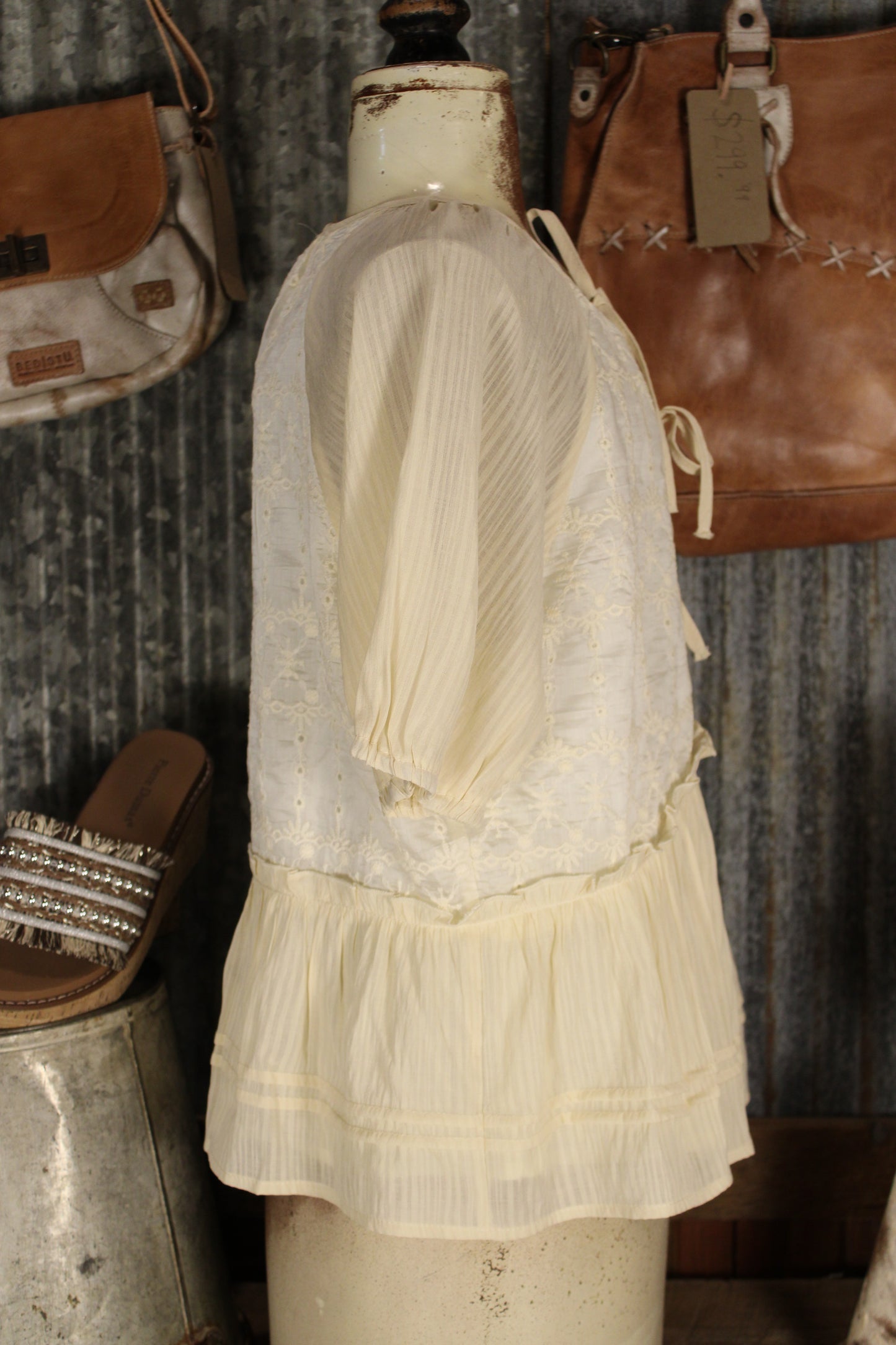 Chantilly Cream Eyelet Top