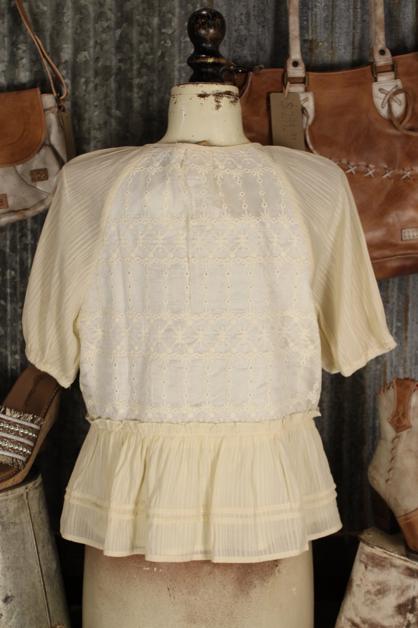 Chantilly Cream Eyelet Top
