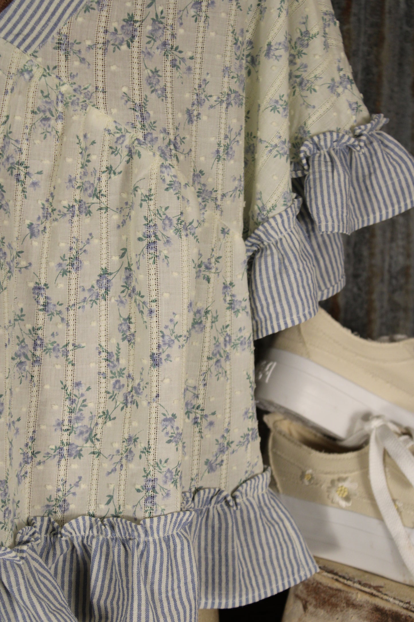 French Meadow Periwinkle Ruffle Blouse