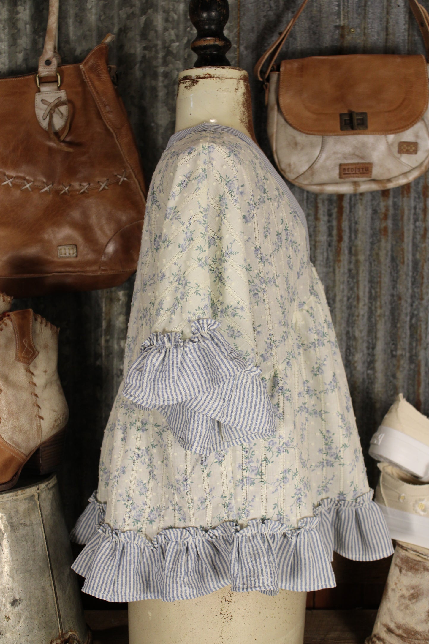 French Meadow Periwinkle Ruffle Blouse