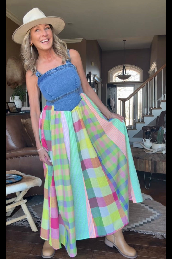 Rainbow Prairie Overall Dress