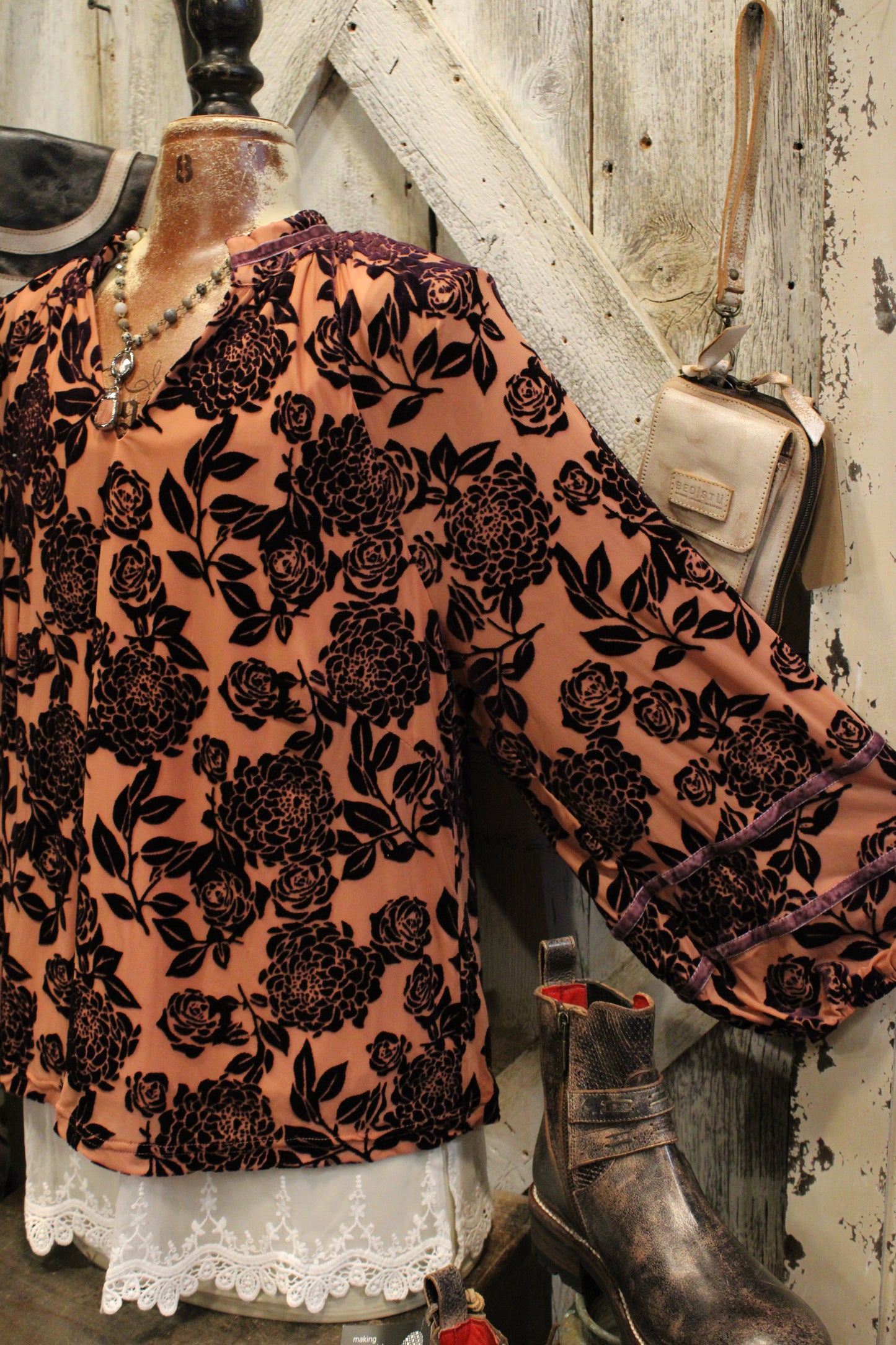 Grape Floral Velvet Blouse