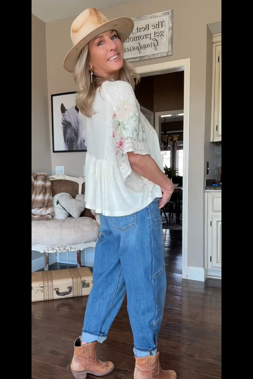 Cottage Floral Flutter Blouse