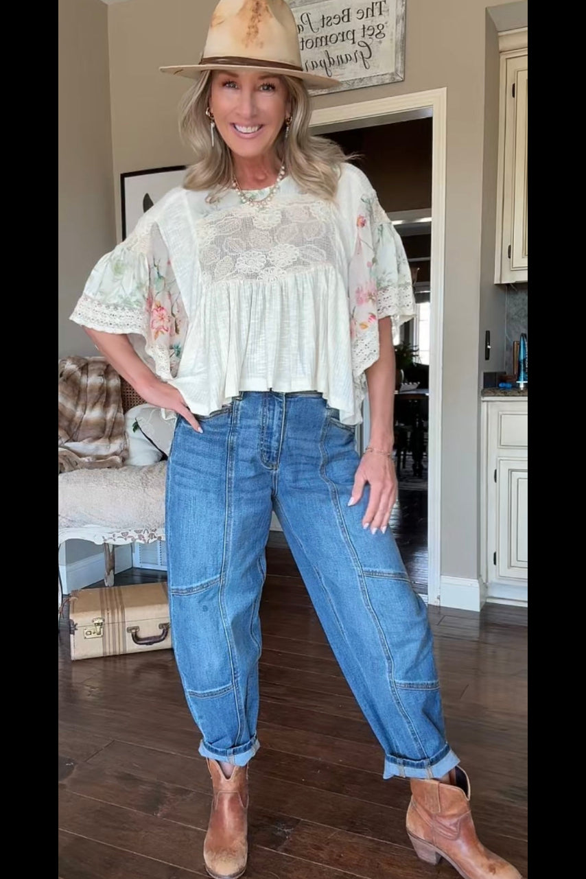 Cottage Floral Flutter Blouse